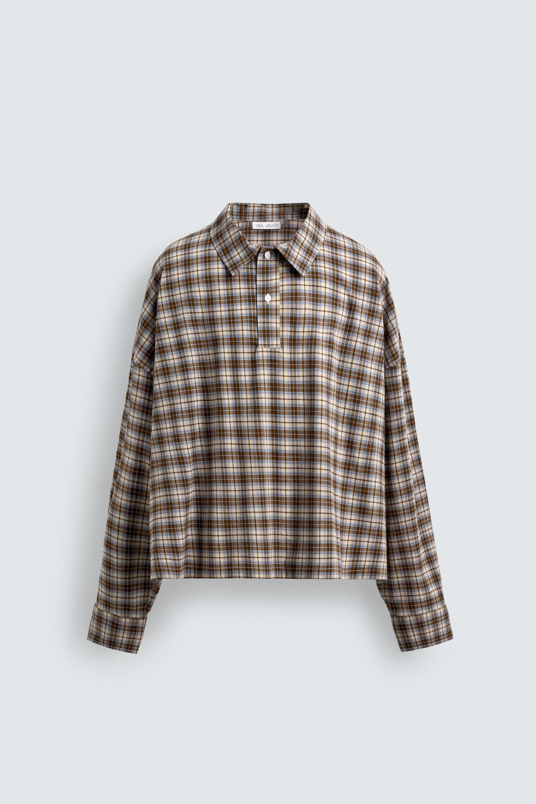 BOXY FIT CHECK POLO SHIRT MARO - Ảnh 3