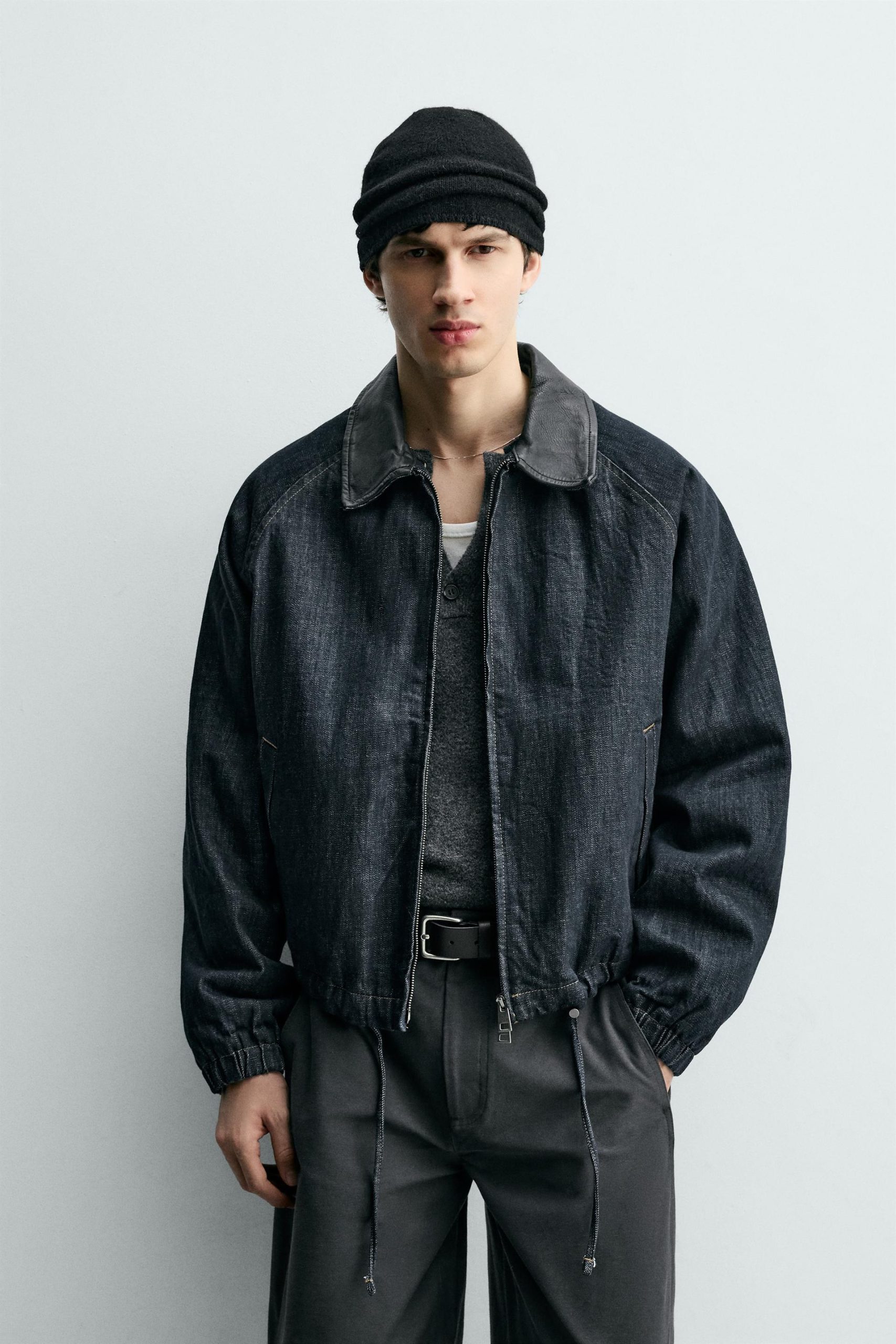 DENIM JACKET WITH COMBINED COLLAR MARO