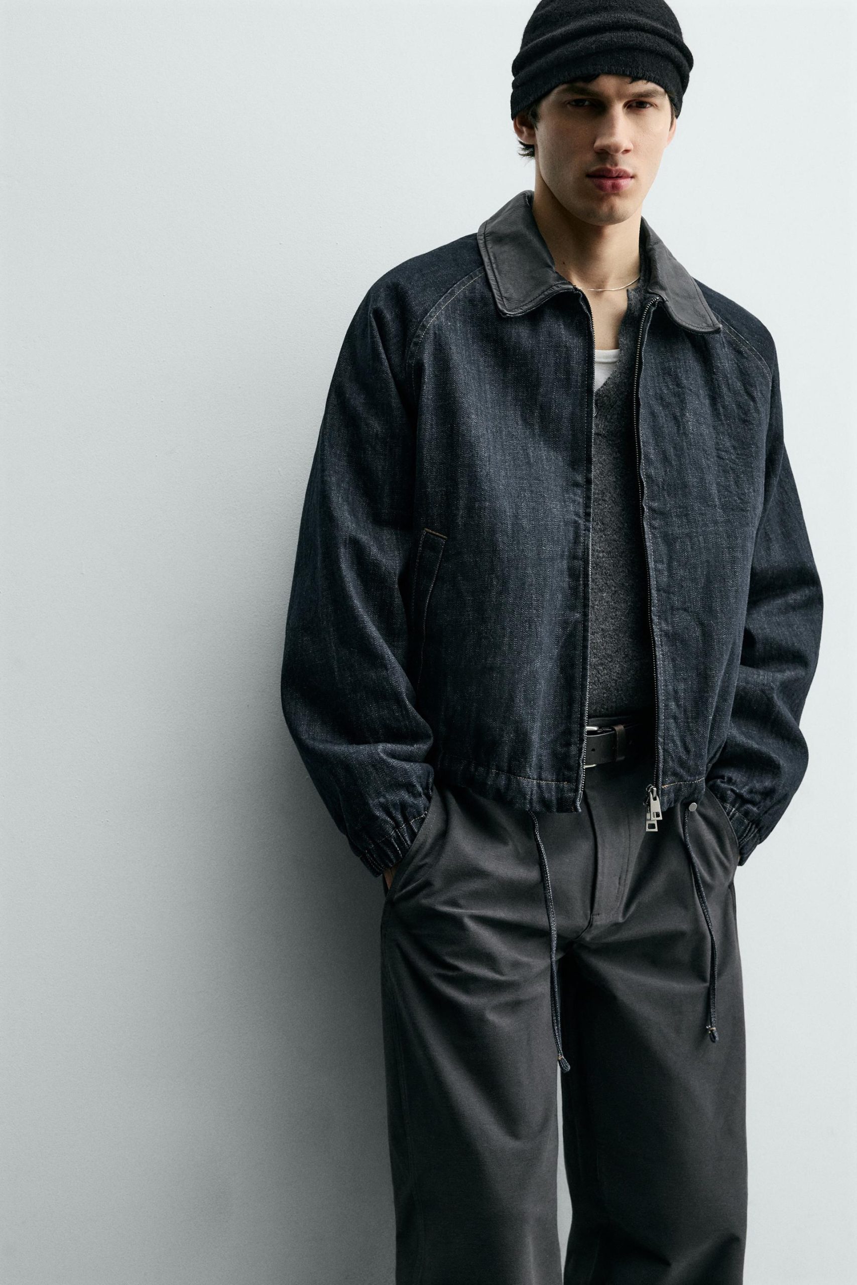 DENIM JACKET WITH COMBINED COLLAR MARO - Ảnh 4