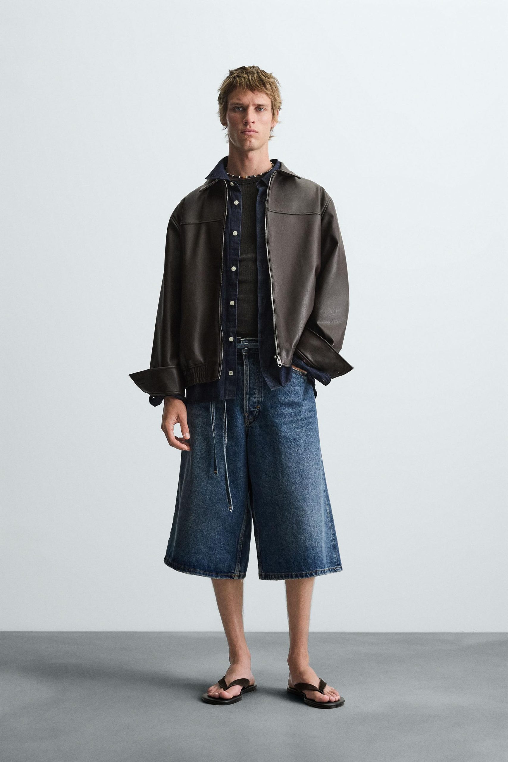LEATHER EFFECT BOMBER JACKET MARO - Ảnh 7