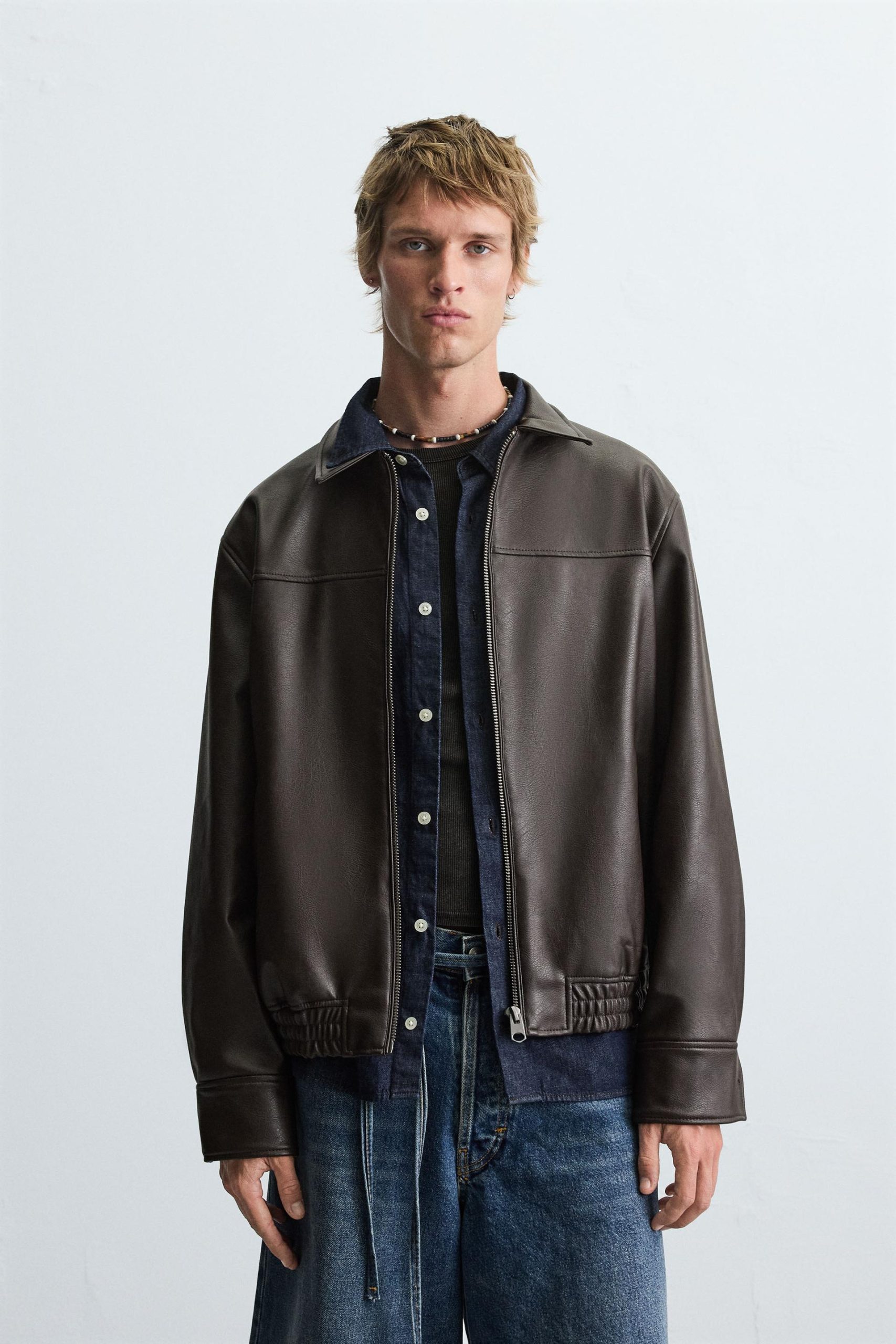 LEATHER EFFECT BOMBER JACKET MARO
