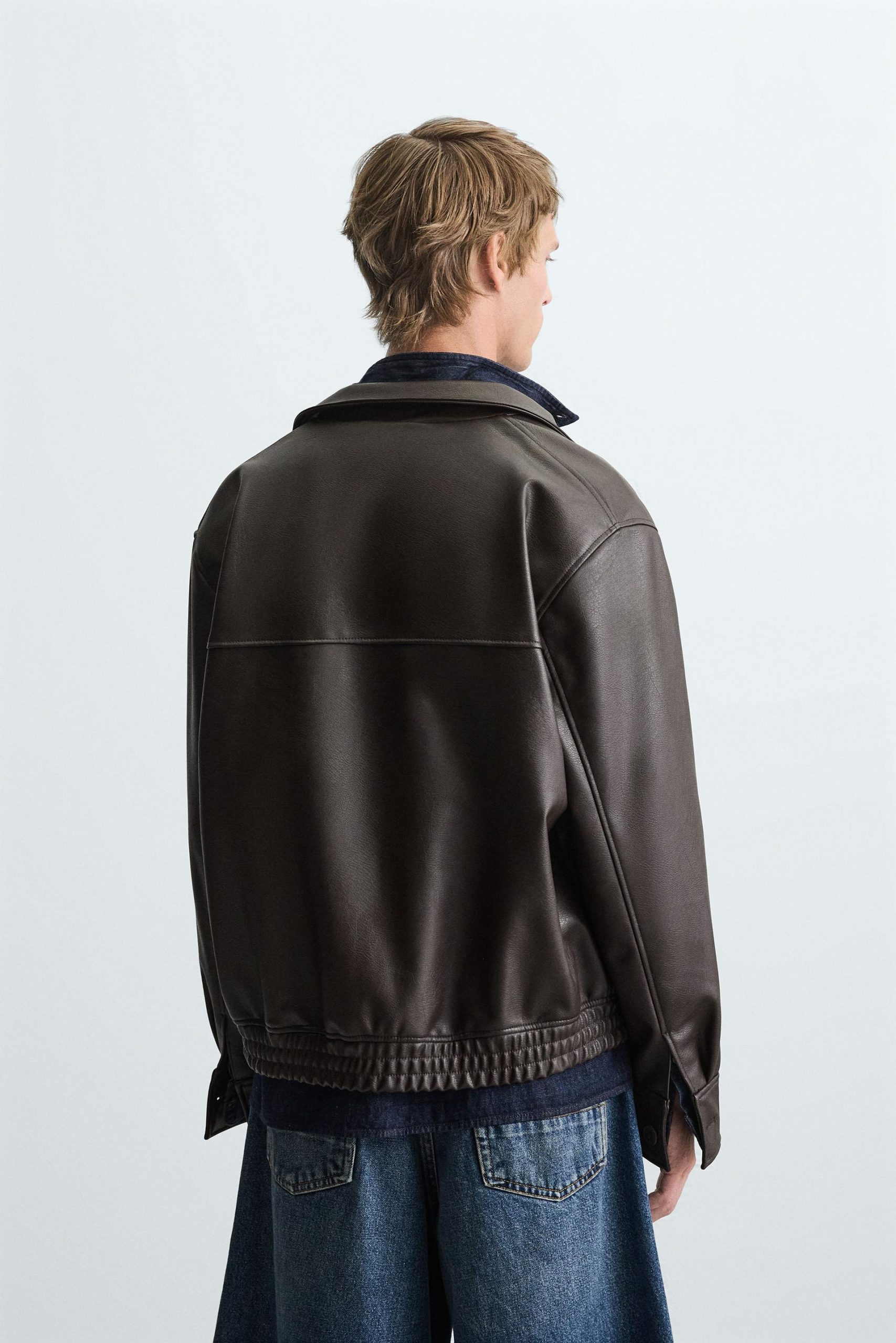 LEATHER EFFECT BOMBER JACKET MARO - Ảnh 5