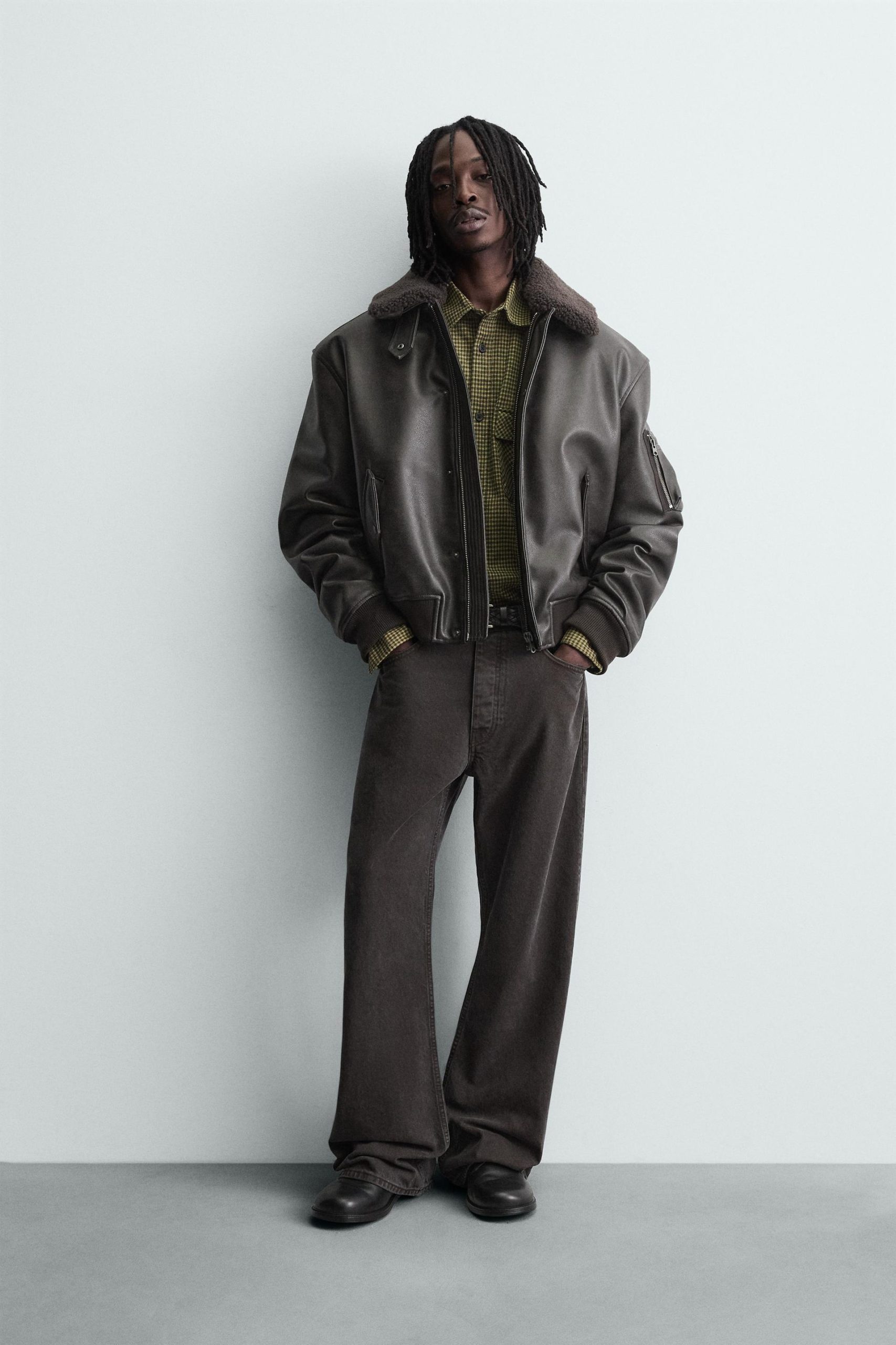LEATHER EFFECT JACKET WITH DETACHABLE COLLAR MARO - Ảnh 7