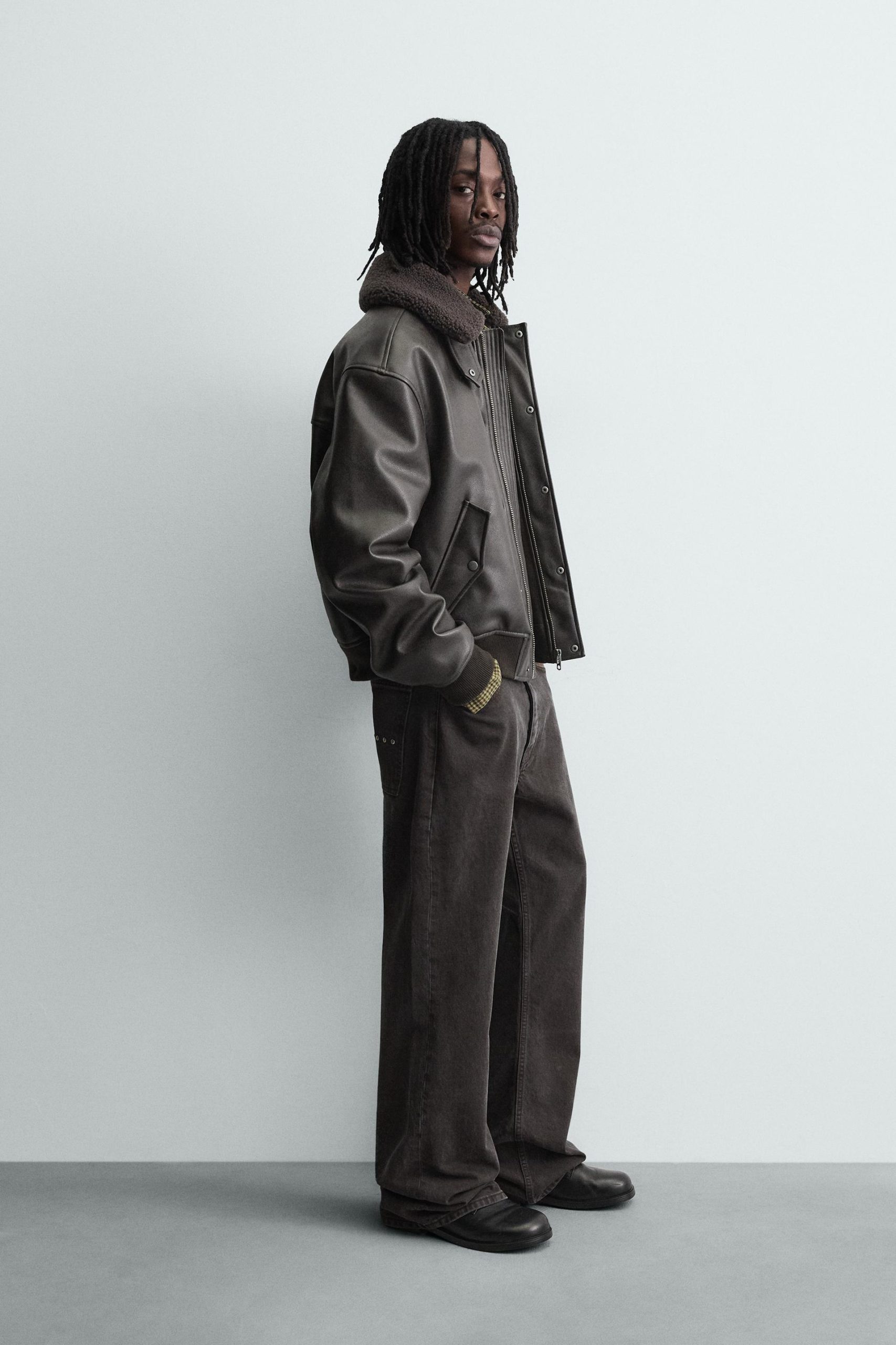 LEATHER EFFECT JACKET WITH DETACHABLE COLLAR MARO - Ảnh 5