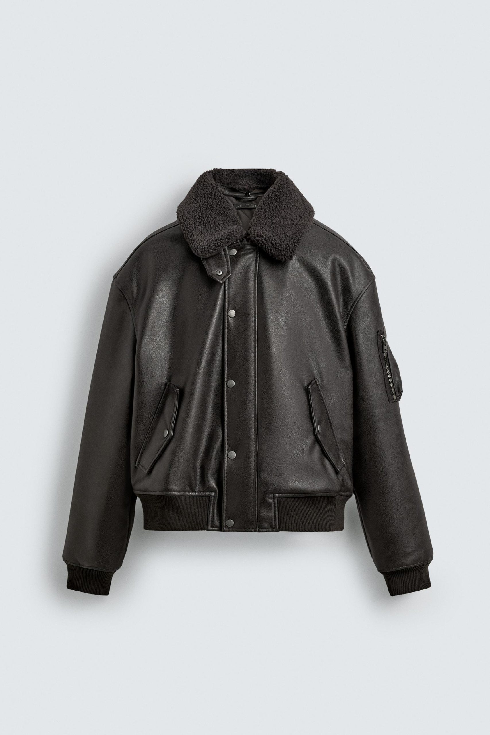 LEATHER EFFECT JACKET WITH DETACHABLE COLLAR MARO - Ảnh 3