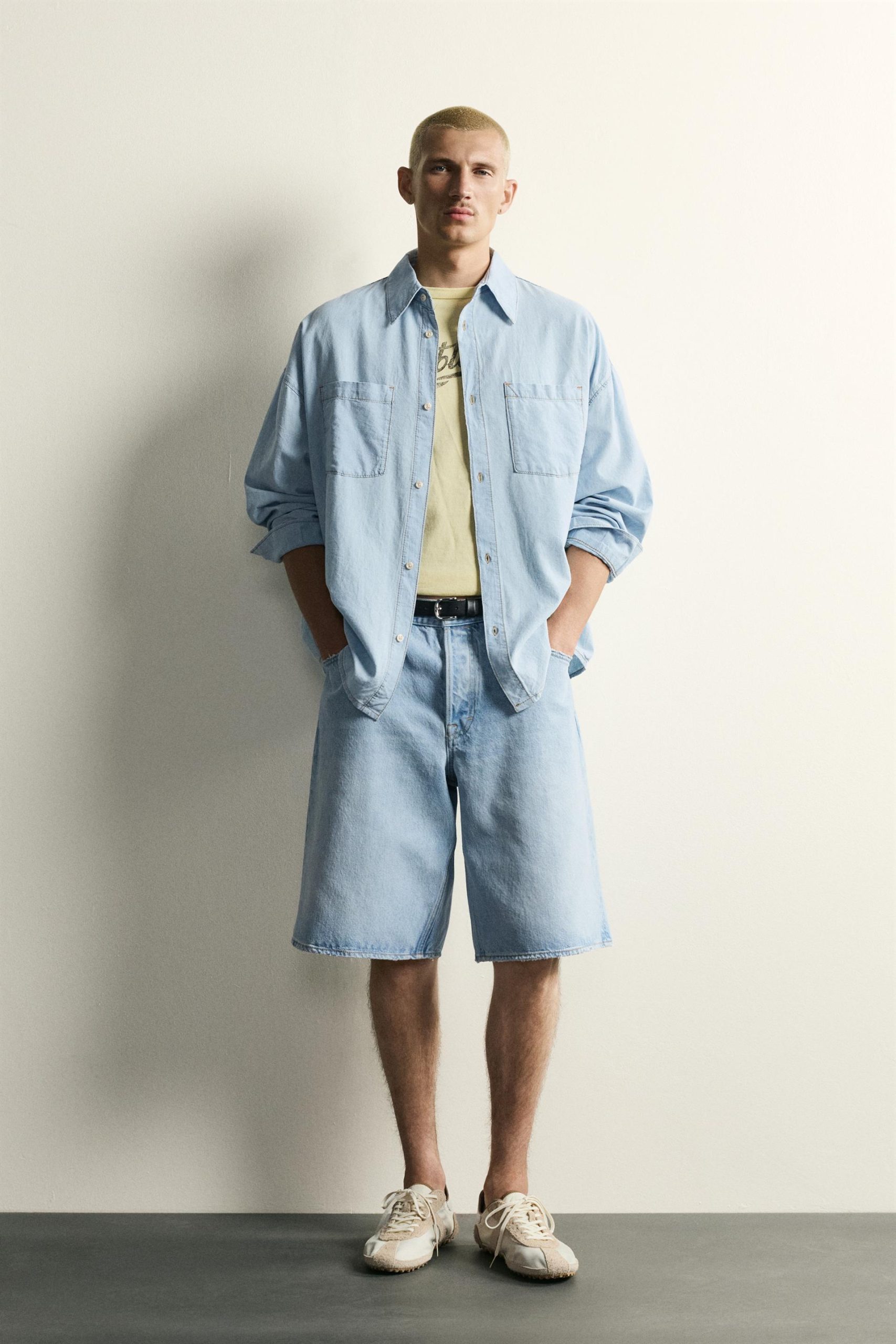 LIGHTWEIGHT WASHED DENIM SHIRT MARO - Ảnh 7
