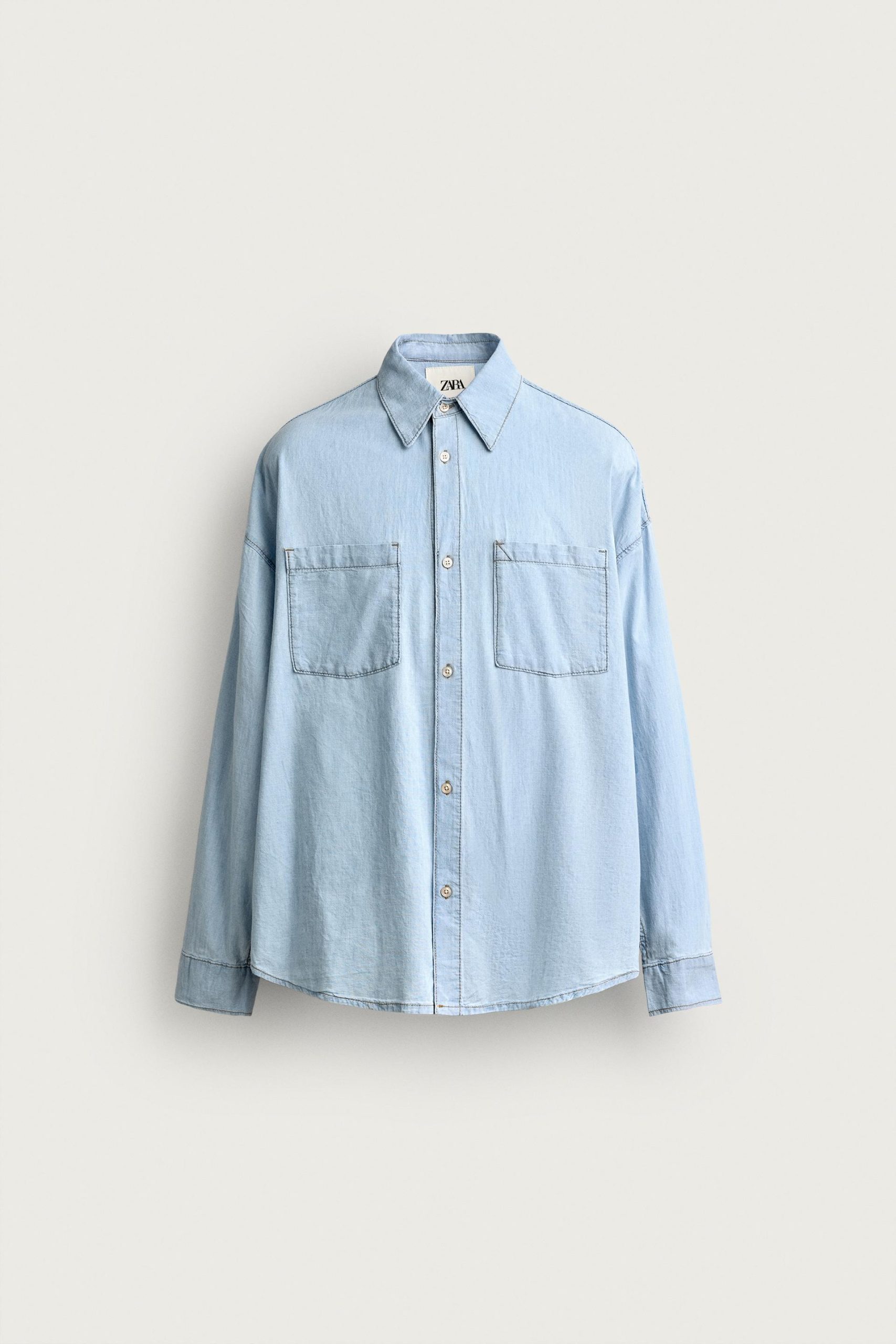 LIGHTWEIGHT WASHED DENIM SHIRT MARO - Ảnh 3