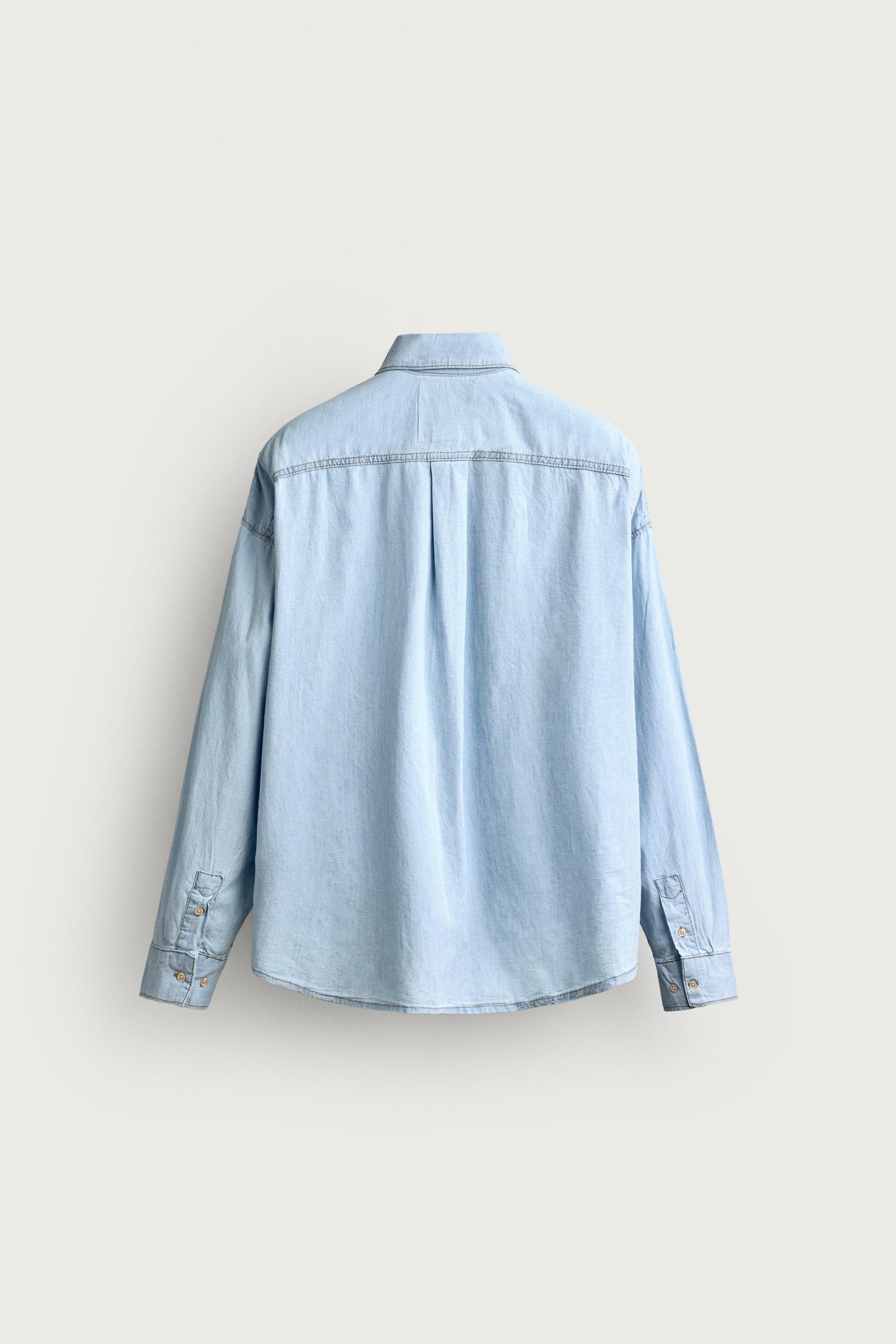 LIGHTWEIGHT WASHED DENIM SHIRT MARO - Ảnh 2