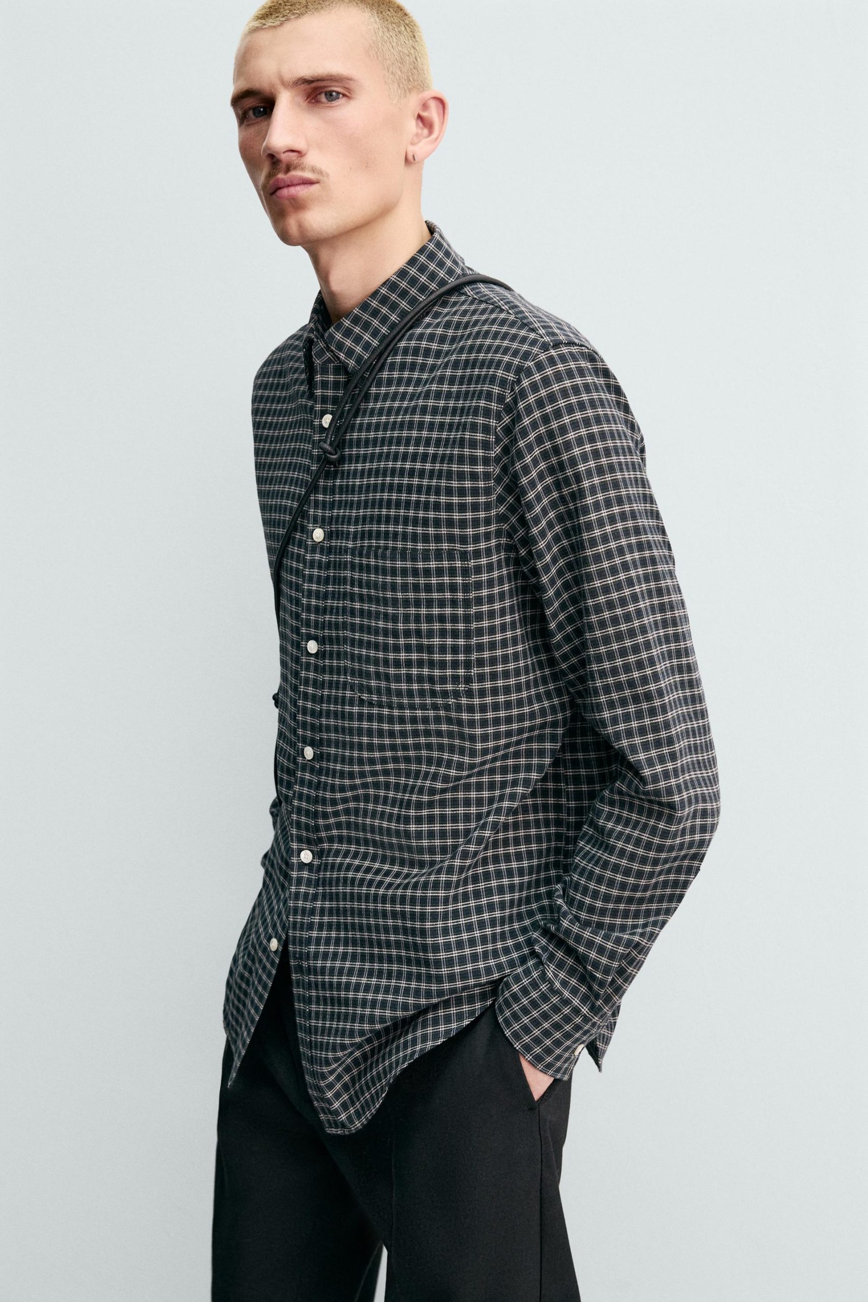 ORIGINS CHECK SHIRT WITH WOOL MARO - Ảnh 5