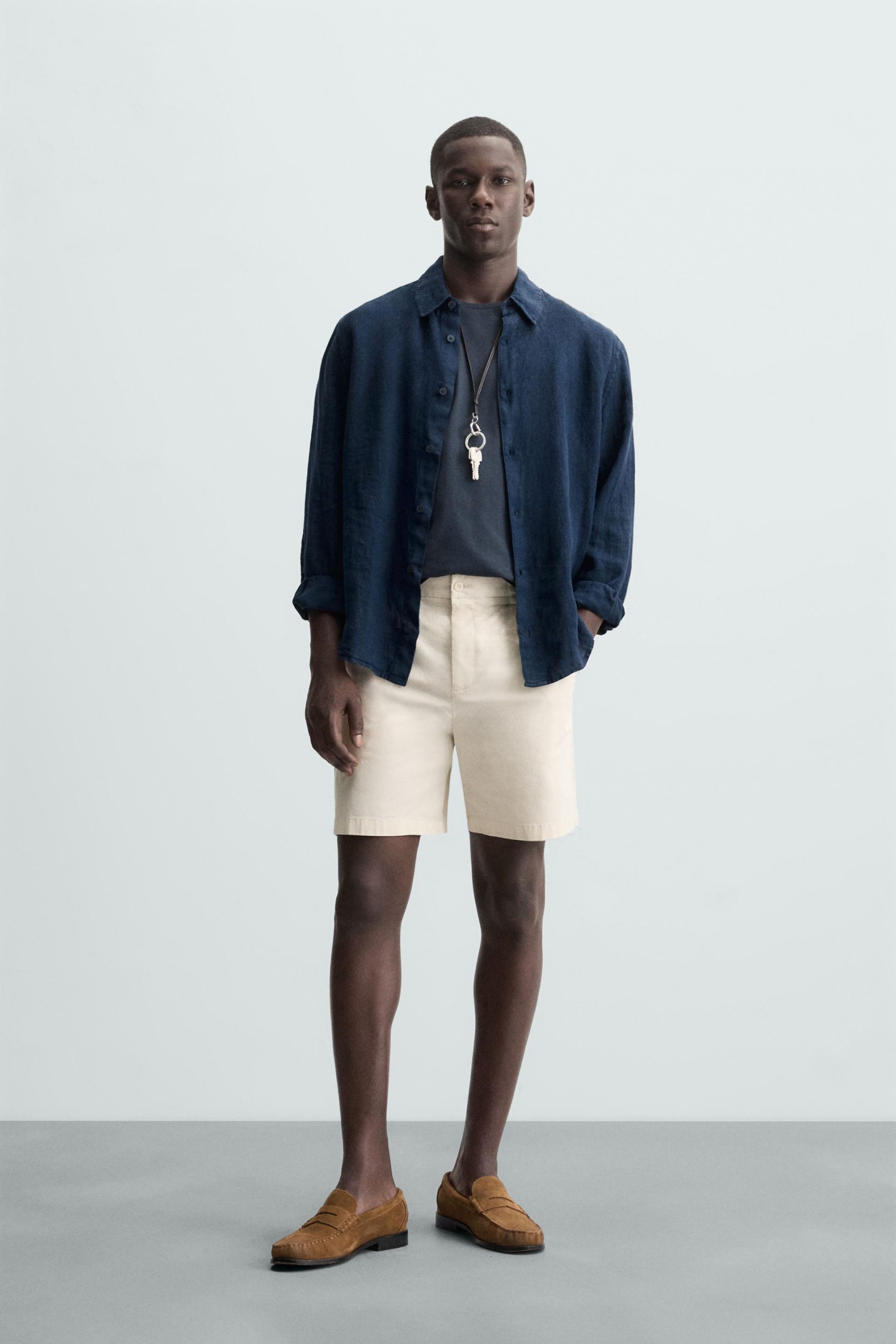PLEATED REGULAR FIT BERMUDA SHORTS MARO - Ảnh 8