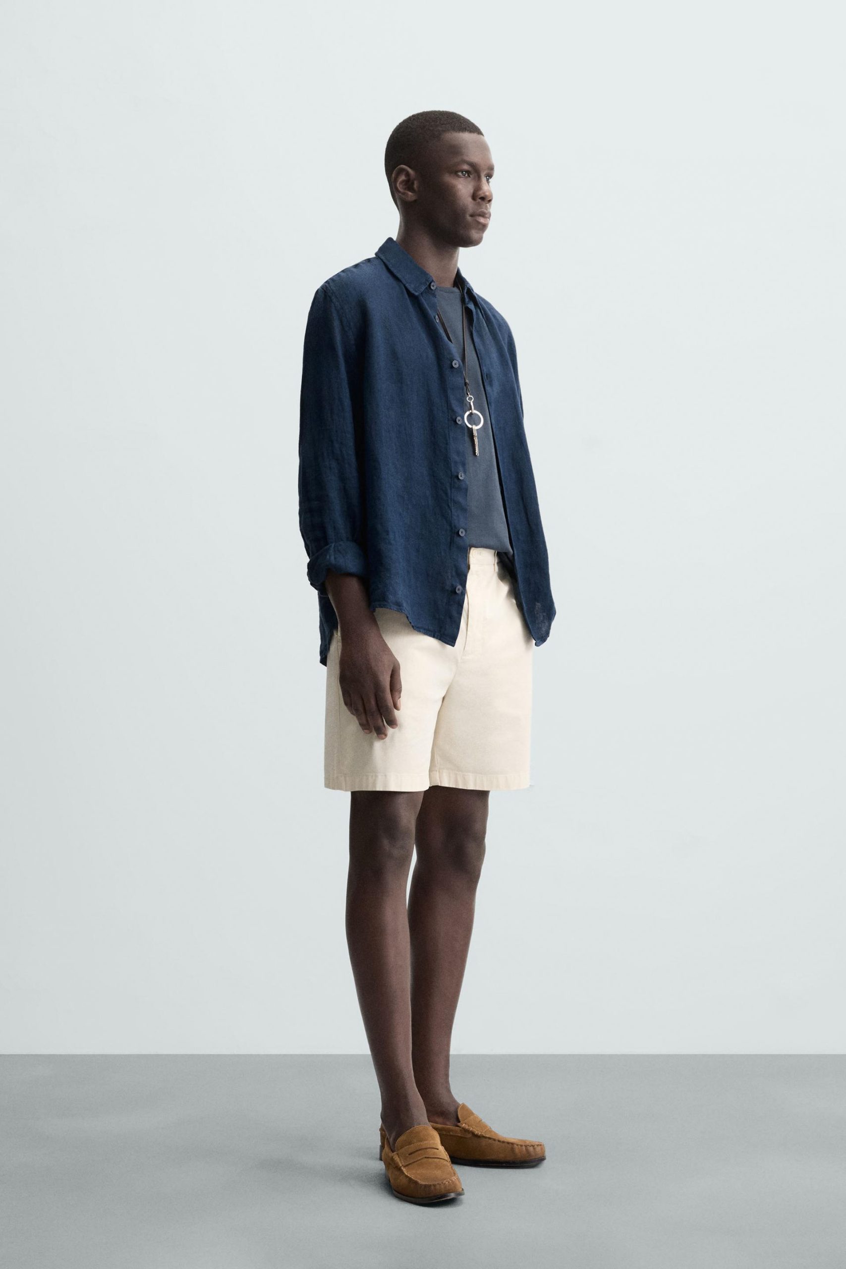 PLEATED REGULAR FIT BERMUDA SHORTS MARO - Ảnh 5