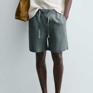REGULAR FIT LINEN BERMUDA SHORTS MARO