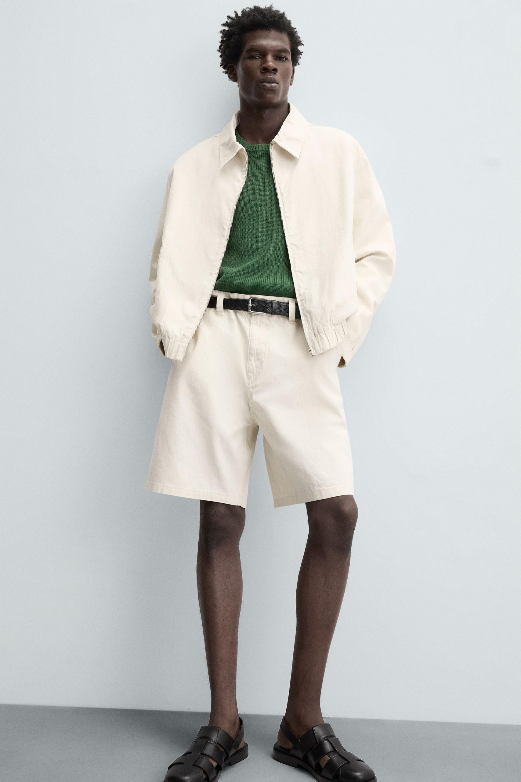 STRIPED REGULAR FIT BERMUDA SHORTS MARO - Ảnh 4