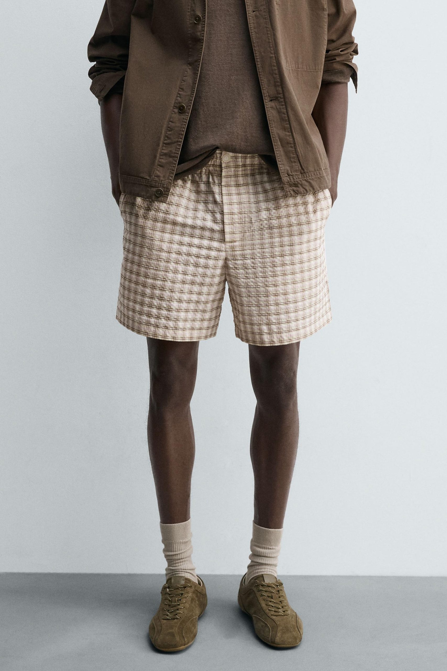 TEXTURED CHECK BERMUDA SHORTS MARO