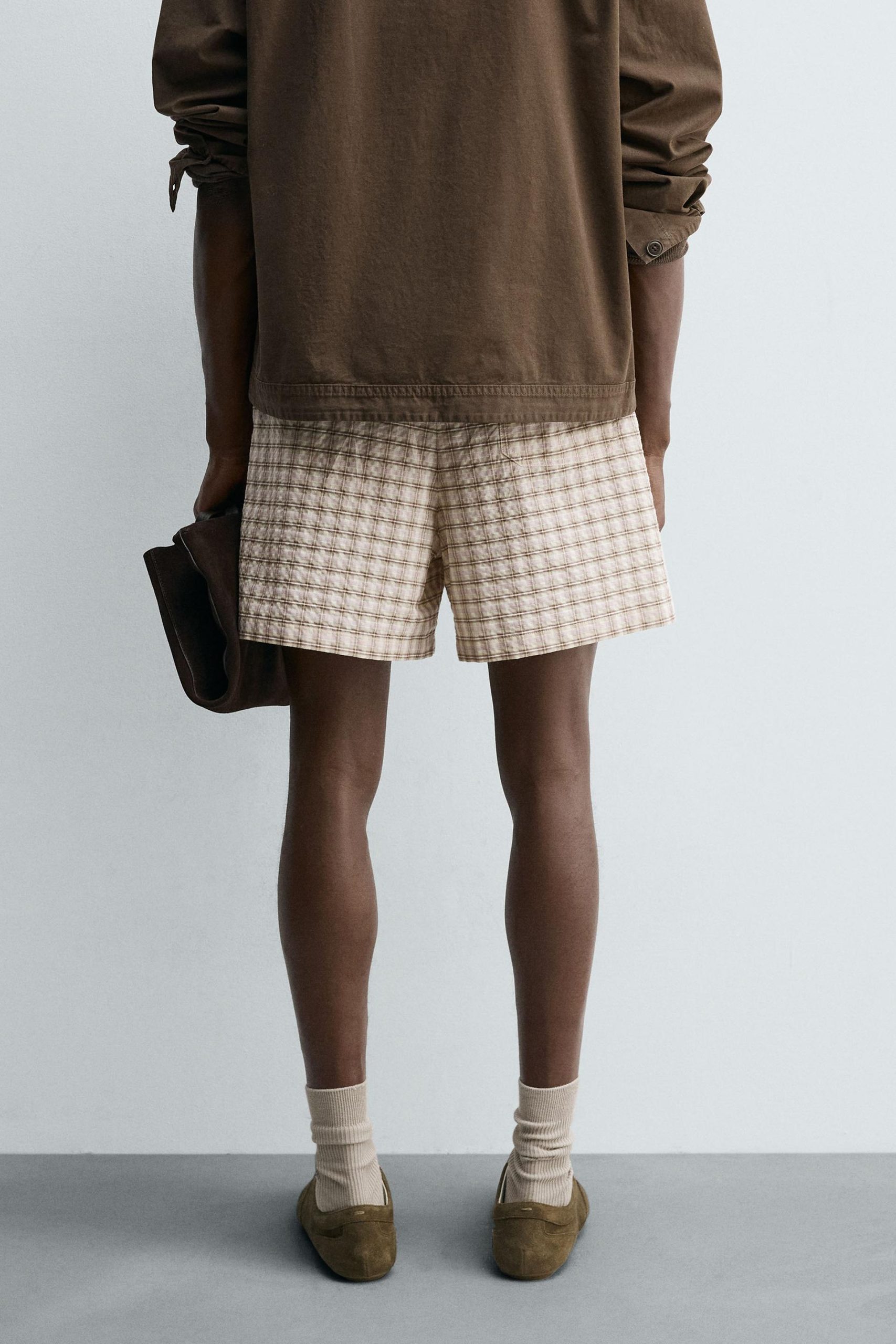 TEXTURED CHECK BERMUDA SHORTS MARO - Ảnh 7