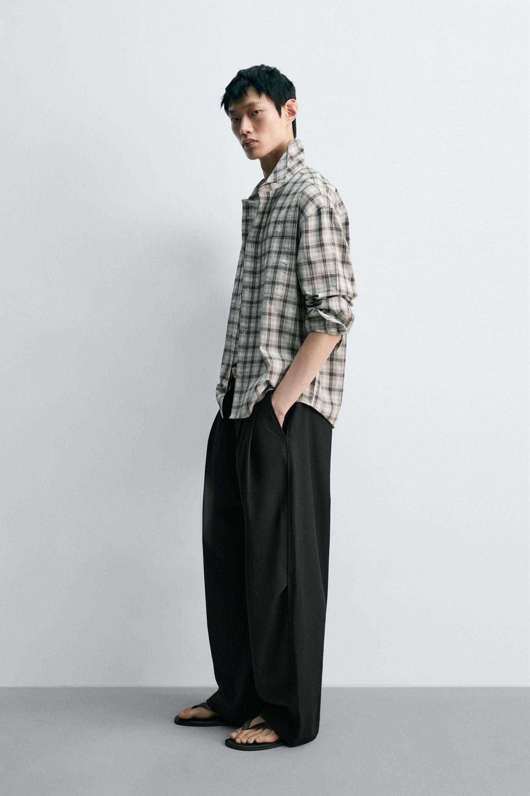TEXTURED CHECK SHIRT MARO - Ảnh 6