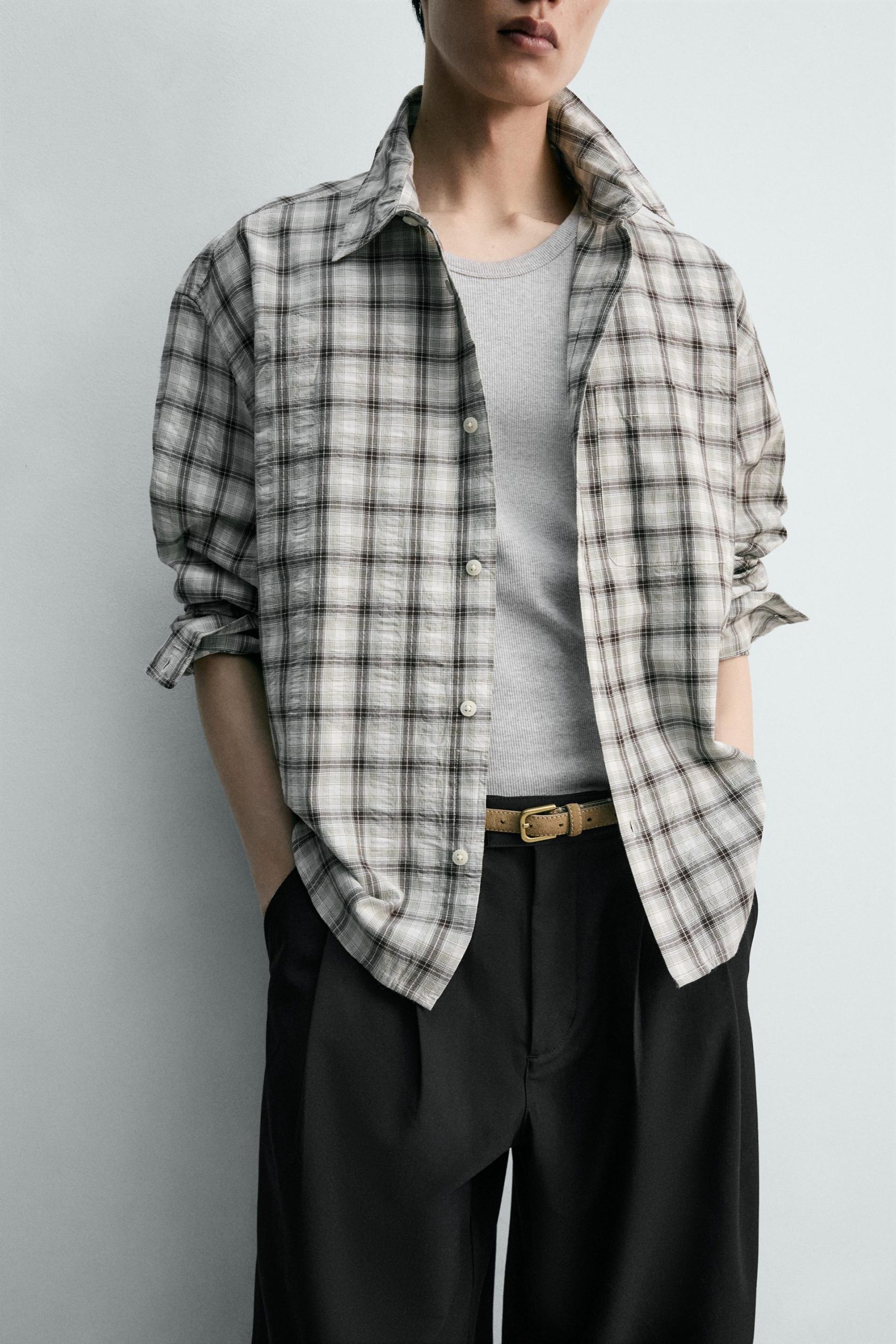 TEXTURED CHECK SHIRT MARO - Ảnh 5