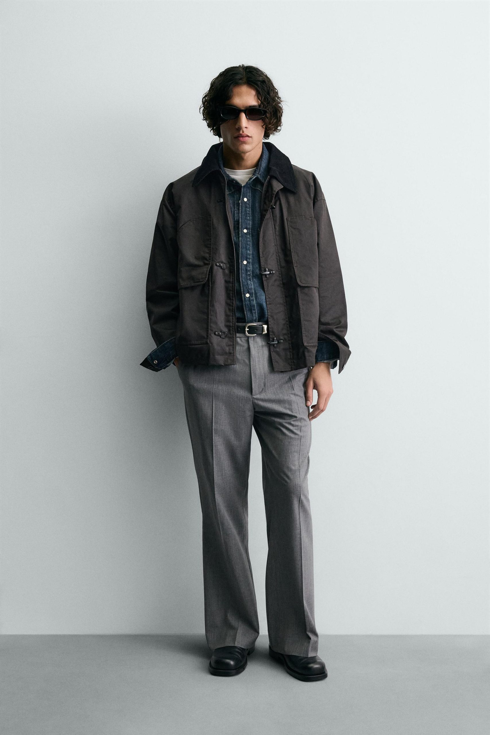 WAXED FINISH JACKET WITH CONTRAST COLLAR MARO - Ảnh 7