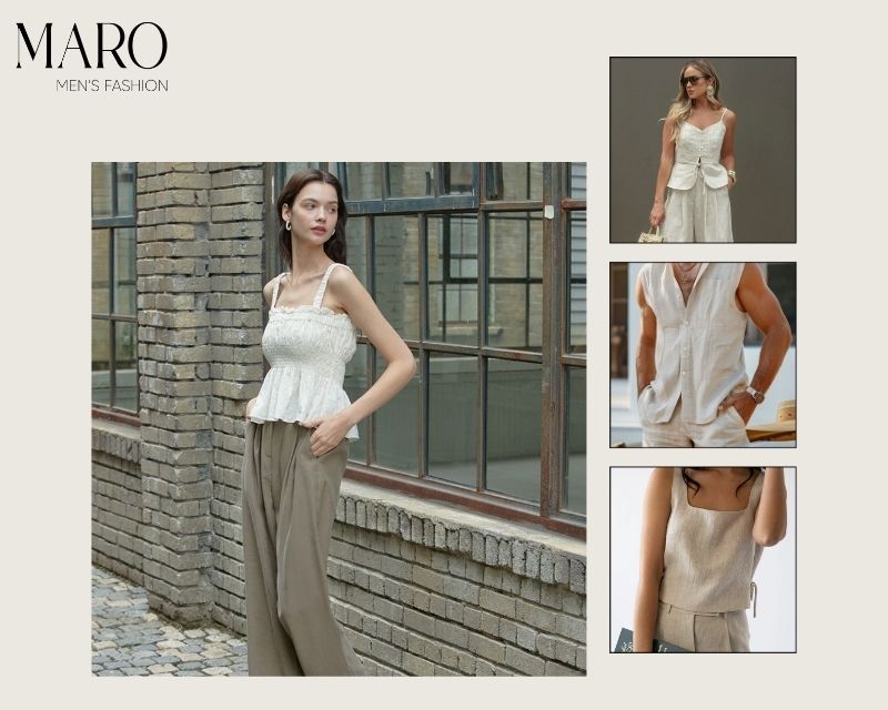 áo hai dây áo sát nách vải linen