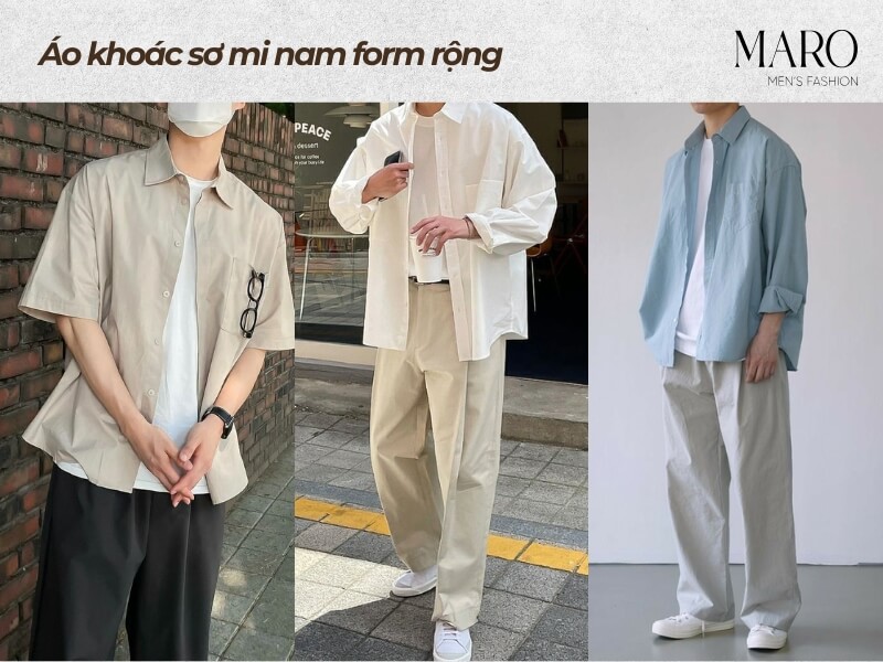 Áo khoác sơ mi nam form rộng