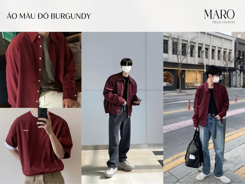 áo màu đỏ burgundy cho nam da đen