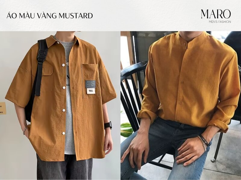 áo màu vàng mustard cho nam da đen