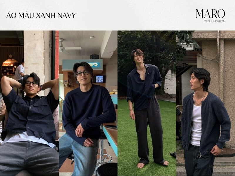 áo màu xanh navy cho nam da đen