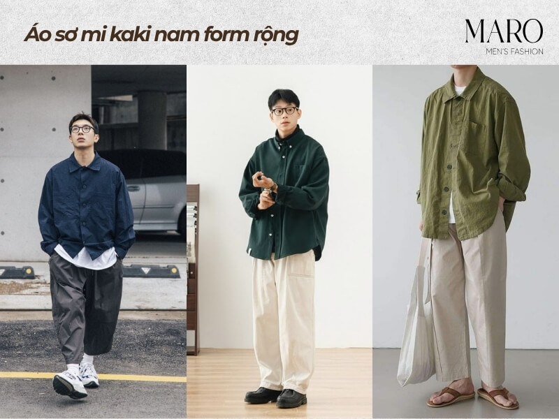 Áo sơ mi kaki nam form rộng