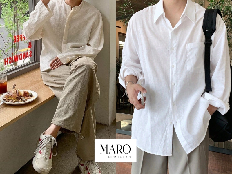 áo sơ mi linen tay dài nam
