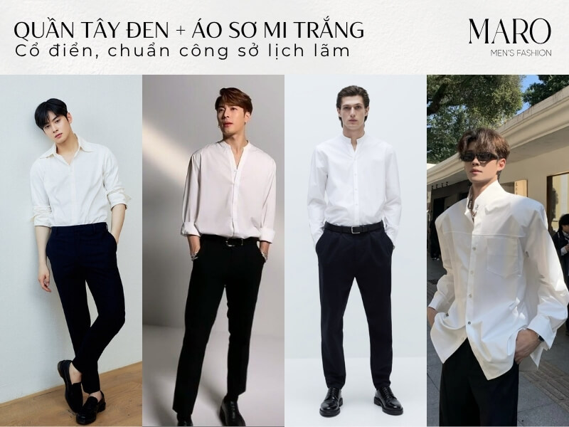 công thức phối đồ quần tây áo sơ mi trắng nam chuẩn như stylist 1