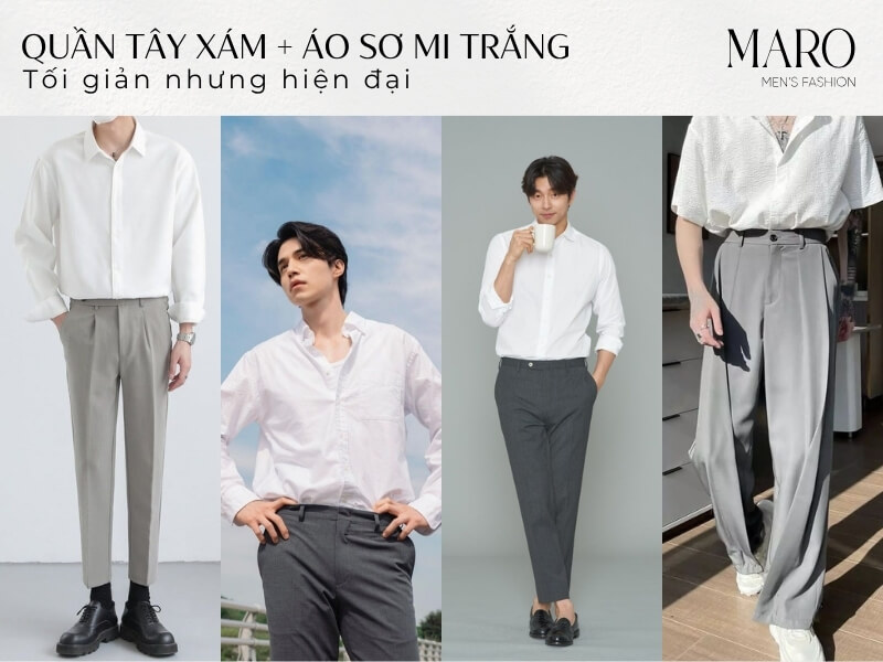 công thức phối đồ quần tây áo sơ mi trắng nam chuẩn như stylist 2
