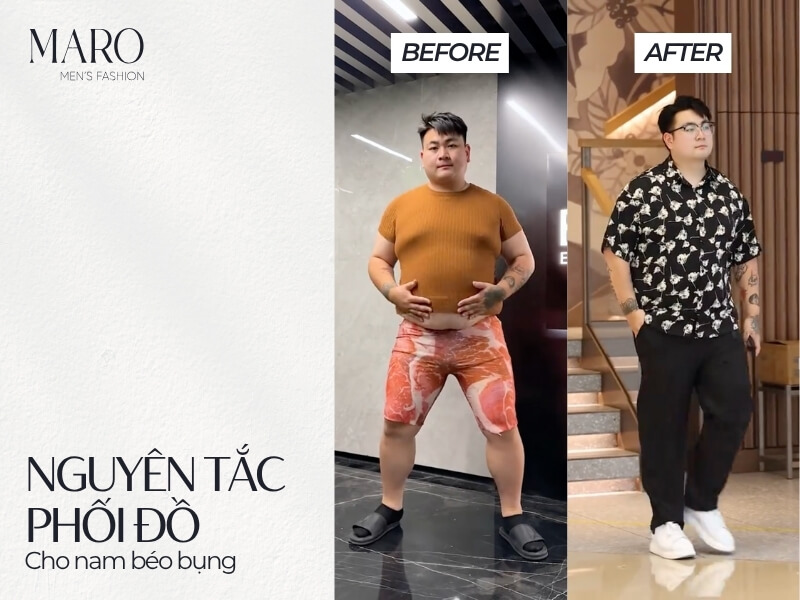 nguyên tắc khi chọn trang phục cho nam béo bụng
