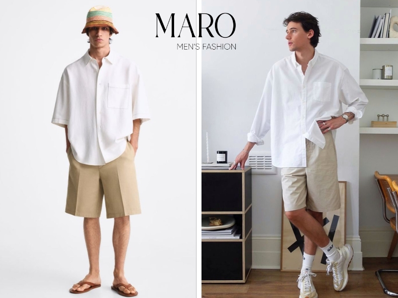 phối áo sơ mi trắng nam phong cách mát mẻ