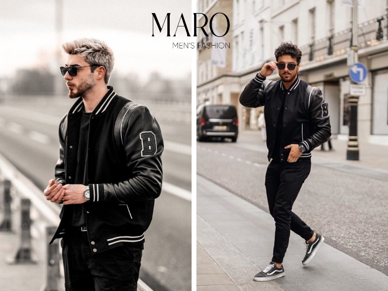 phối đồ với varsity jacket nam cá tính