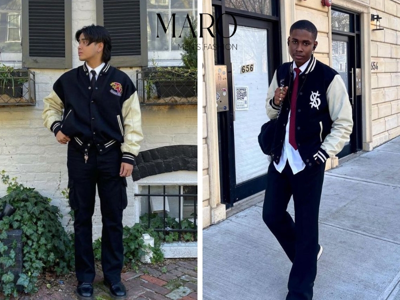 phối đồ với varsity jacket nam được thanh lịch