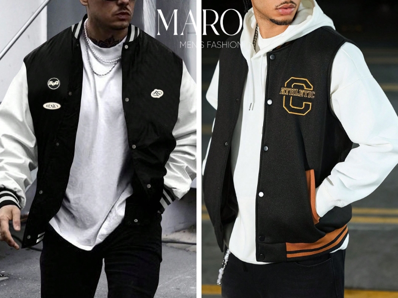 phối đồ với varsity jacket nam được ưu chuộng