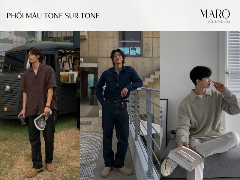 phối màu tone sur tone cho nam da đen