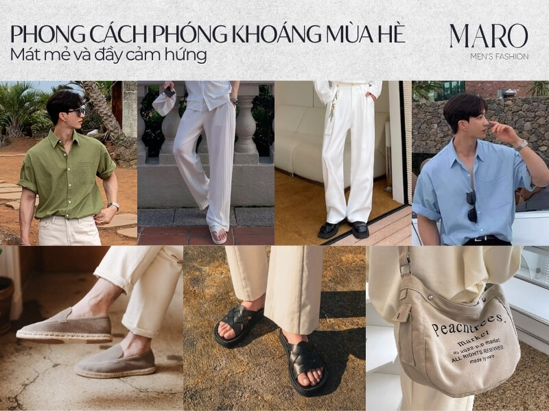 quần ống rộng phối áo sơ mi nam phong cách phóng khoáng mùa hè