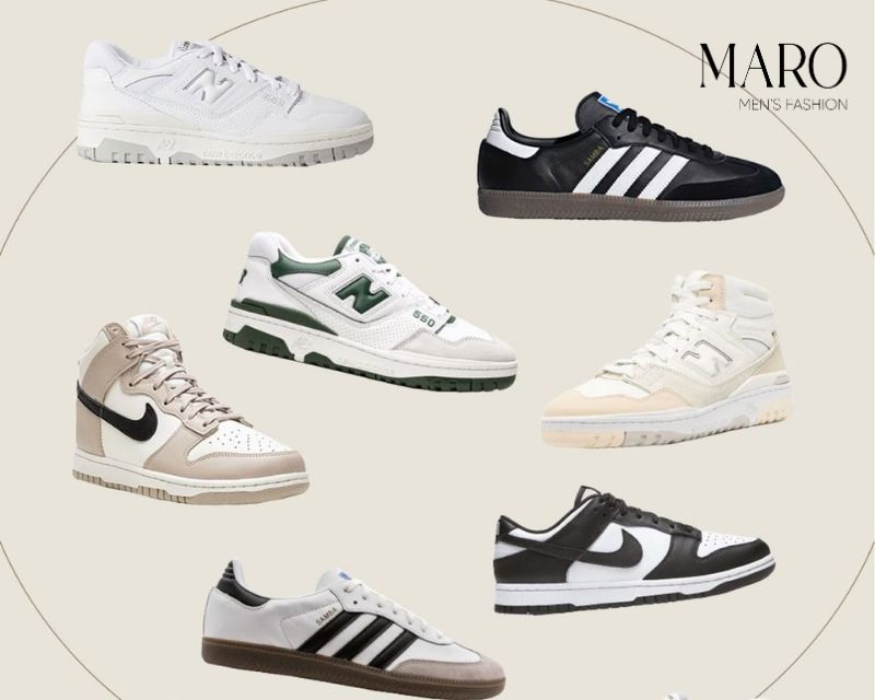 quần tây sơ mi trắng phối giày sneakers