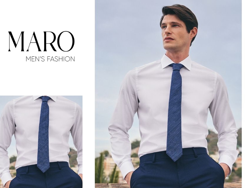 sơ mi trắng phối cà vạt navy