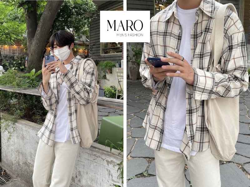 style áo sơ mi khoác ngoài nam đường phố