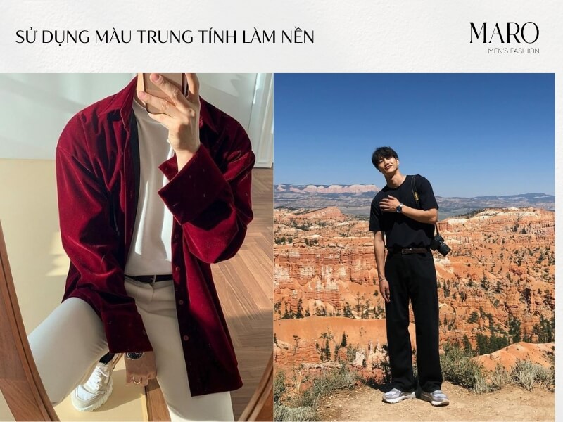 sử dụng màu trung tính làm nền cho nam da đen