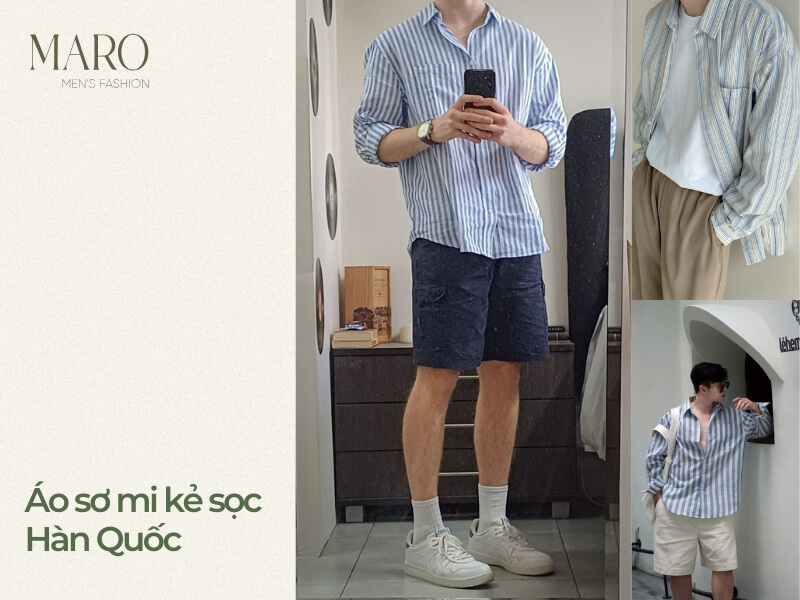 áo sơ mi kẻ sọc nam Hàn Quốc