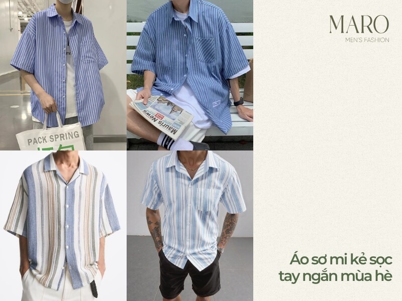 áo sơ mi kẻ sọc nam tay ngắn mùa hè