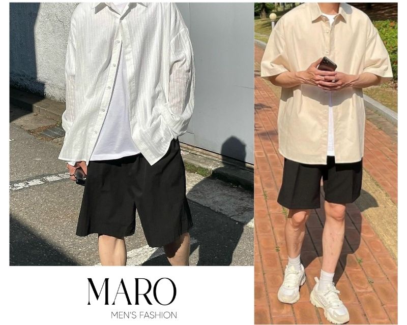 áo sơ mi khoác ngoài quần short