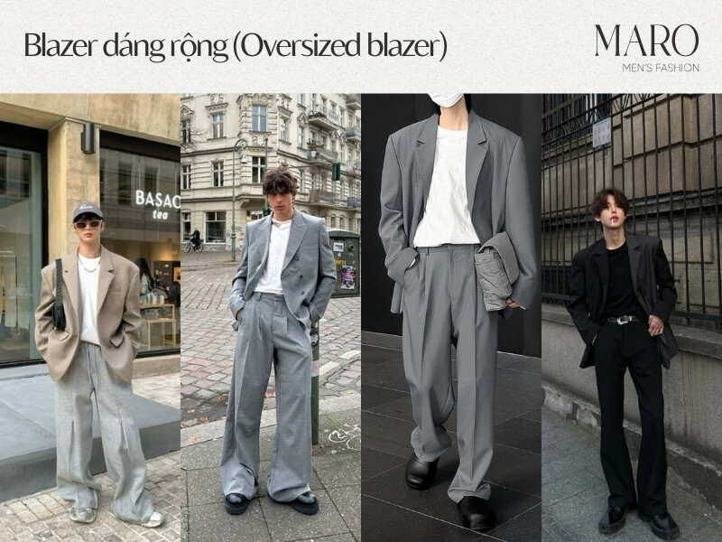 blazer dáng rộng cho người lùn nam