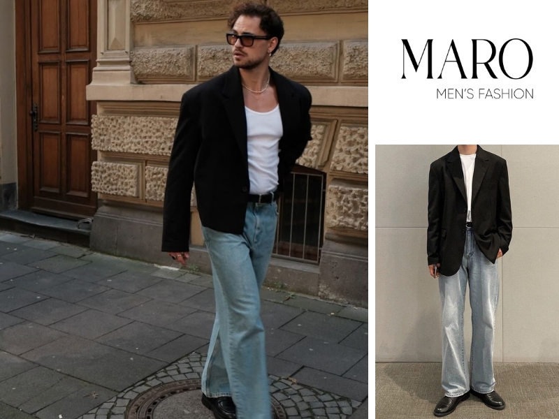 blazer màu hè cho nam phối với jeans sang