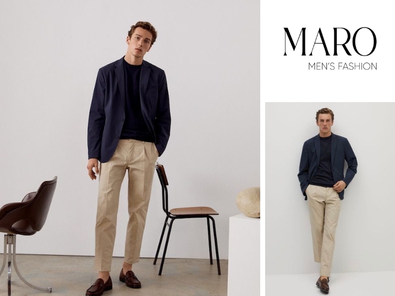 blazer mùa hè cho nam phối với quần kaki