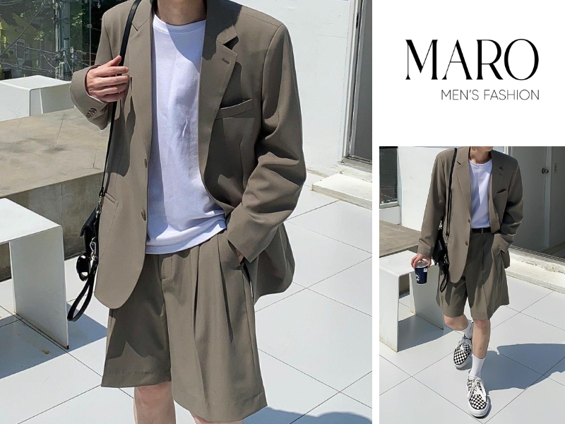 blazer mùa hè cho nam phối với quần short