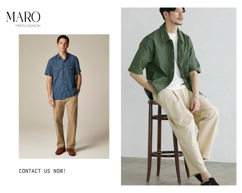 outfit phối đồ với áo sơ mi tay ngắn nam 3